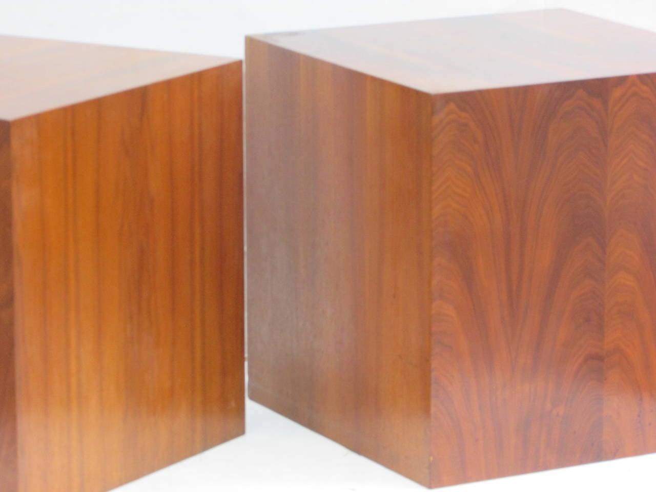 Pair of Modernist Wood Cube Tables 1