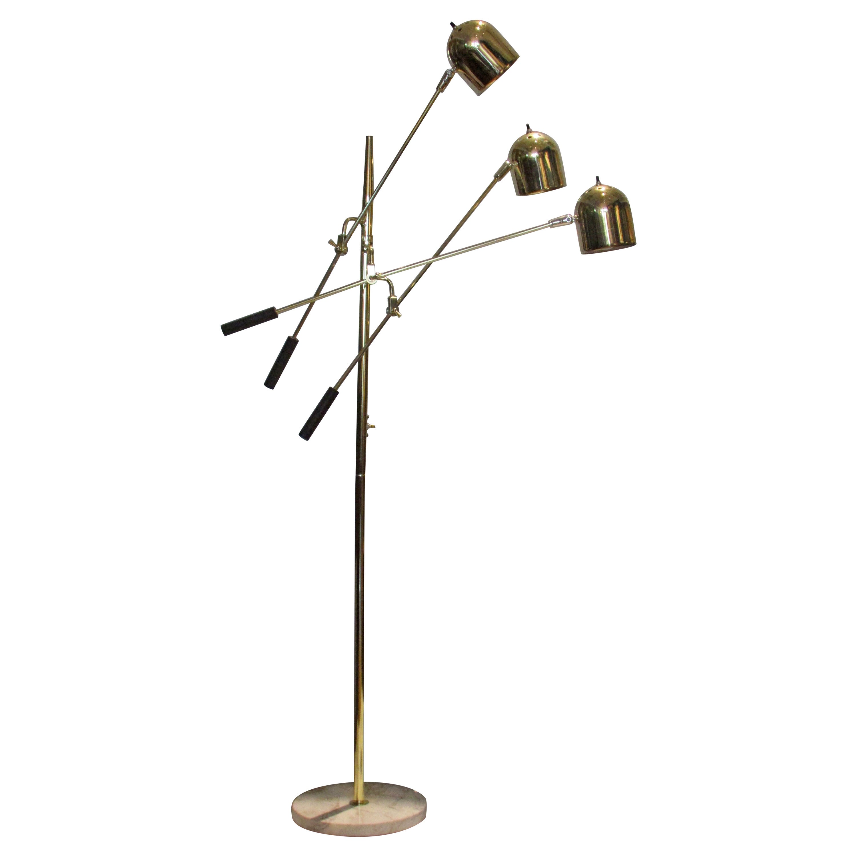 1960s Italian Articulated Three-Arm Floor Lamp