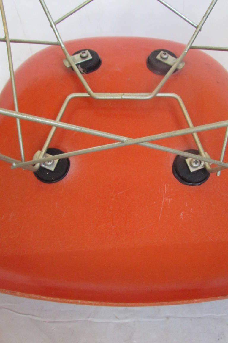 Eames Red Orange LAR Chair with Cats Cradle Base 3