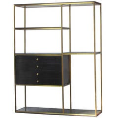 Brass and Wood Shelving Unit by Furnette