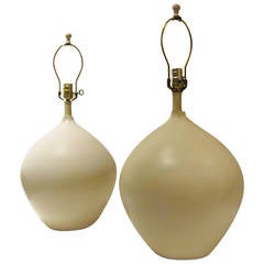 White Ceramic Lamps in the style of Jean Michel Frank