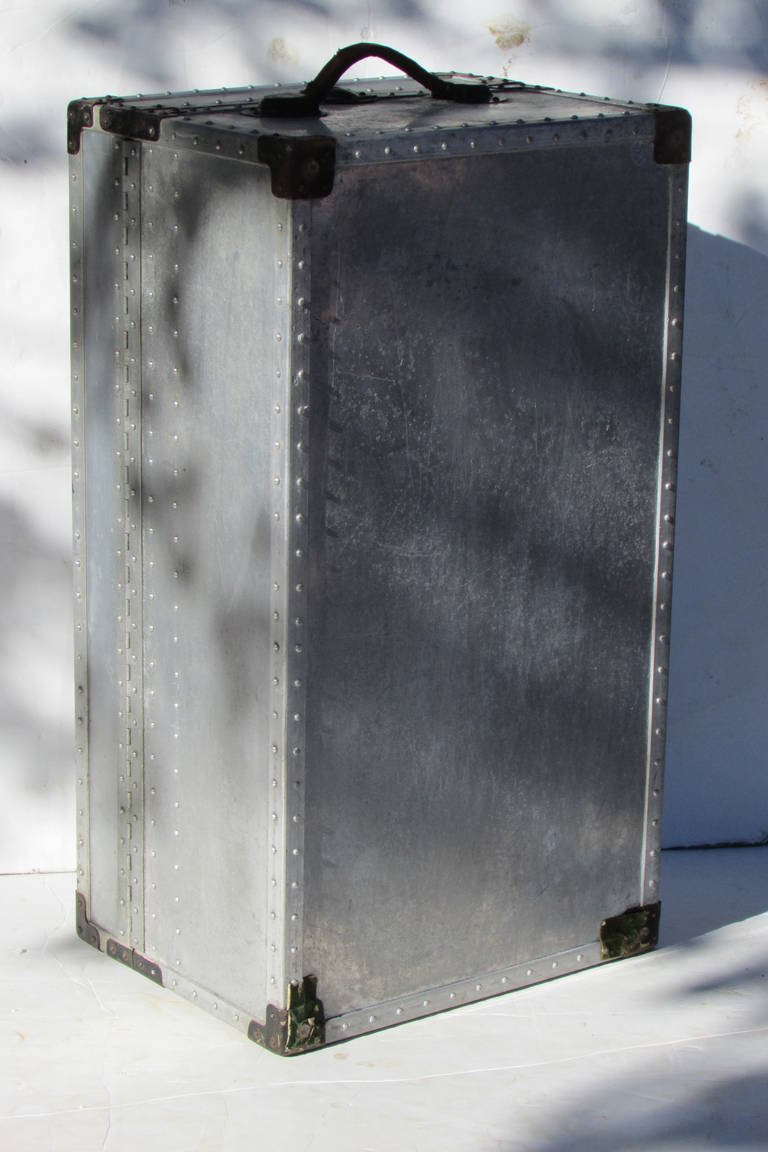 Industrial Riveted Aluminum Trunk In Good Condition In Rochester, NY