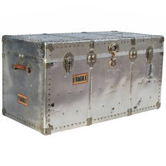 Vintage Industrial Riveted Aluminum Steamer Trunk