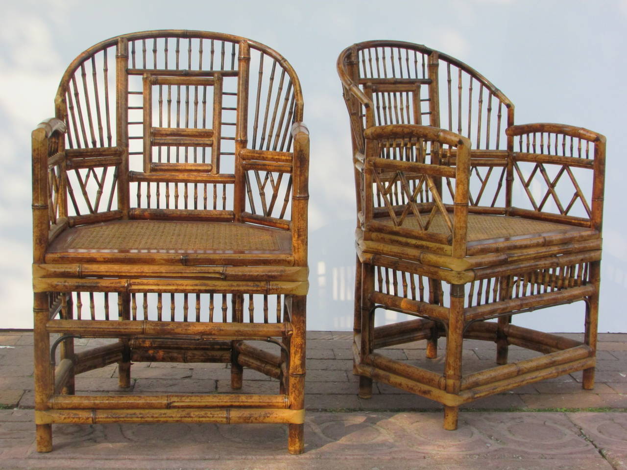 Burnt Bamboo Armchairs in the Brighton Pavillion Chinese Chippendale Style 2