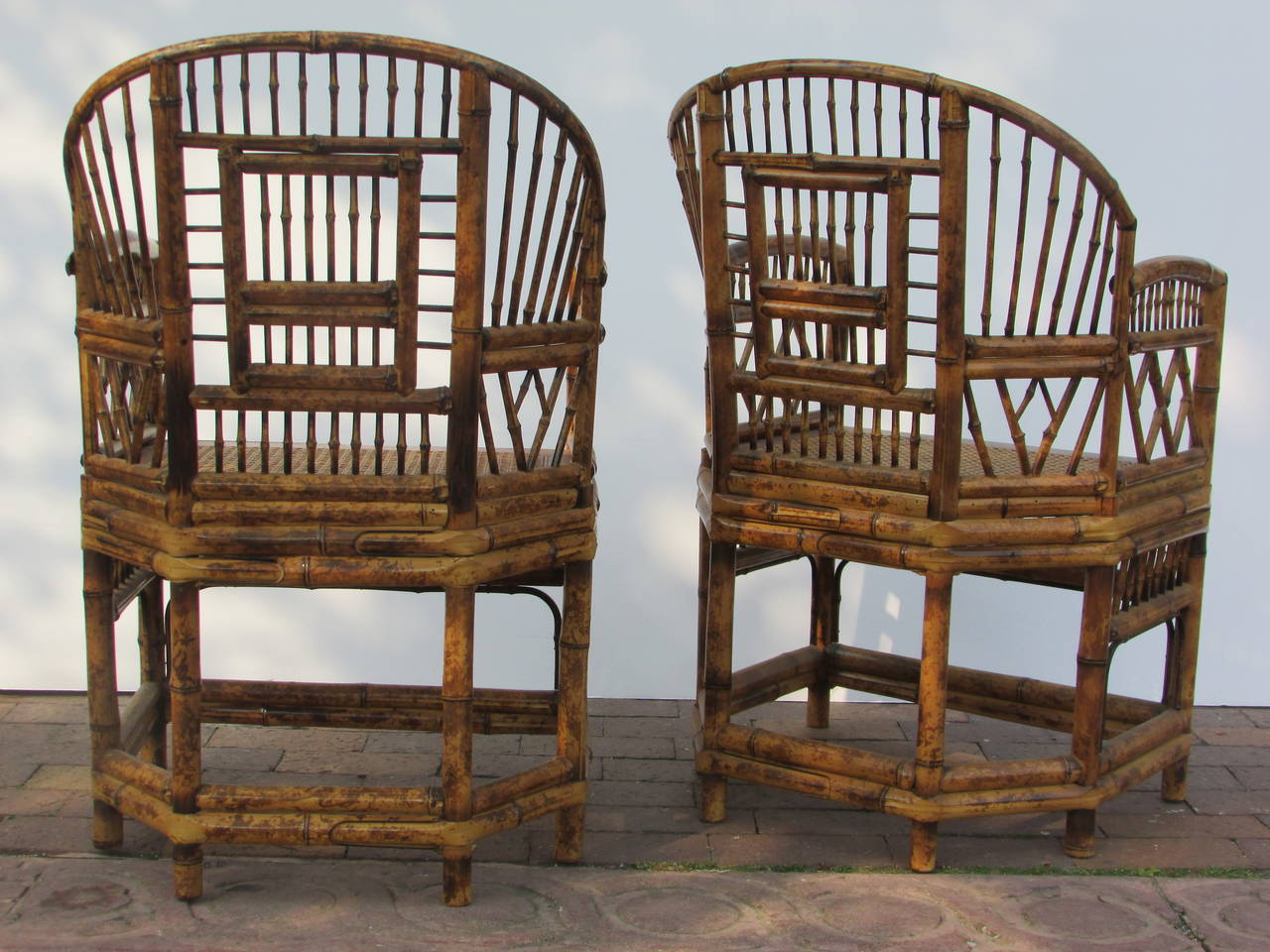 Burnt Bamboo Armchairs in the Brighton Pavillion Chinese Chippendale Style 1