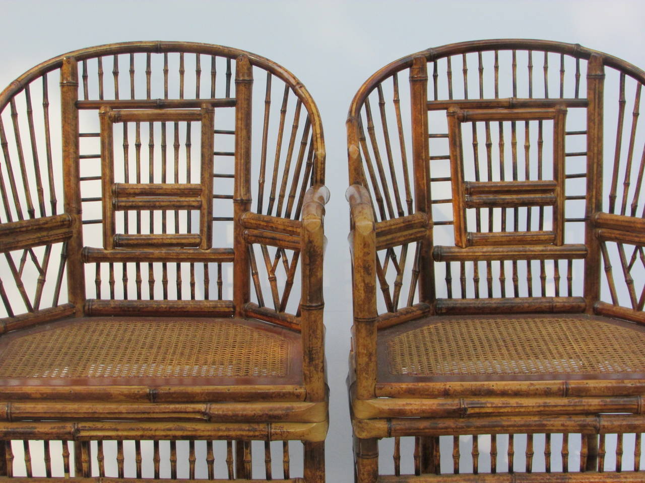 Burnt Bamboo Armchairs in the Brighton Pavillion Chinese Chippendale Style 5