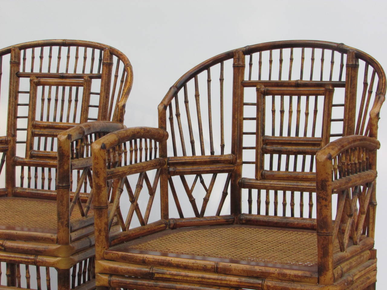 Burnt Bamboo Armchairs in the Brighton Pavillion Chinese Chippendale Style 3
