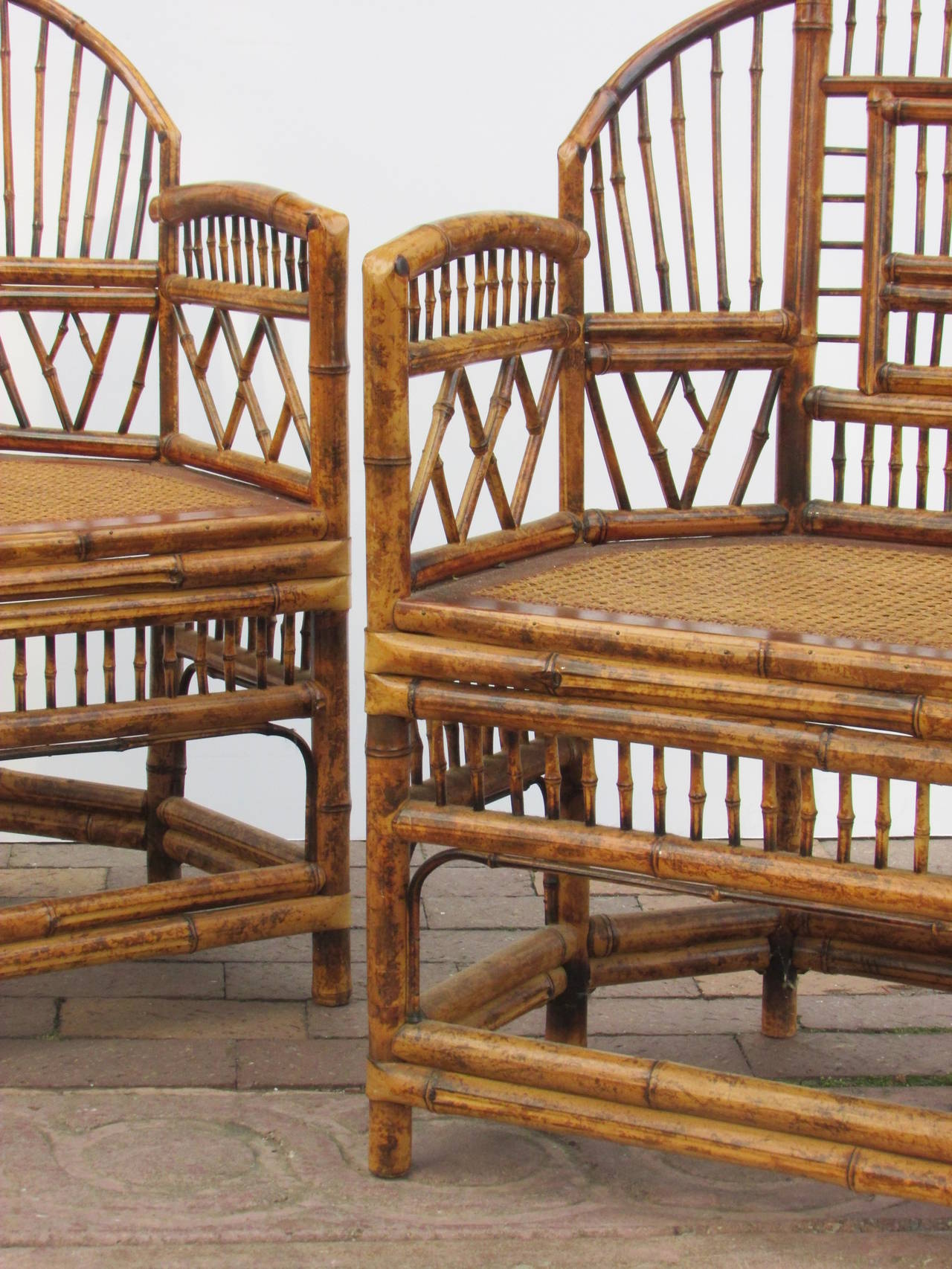 Burnt Bamboo Armchairs in the Brighton Pavillion Chinese Chippendale Style 4