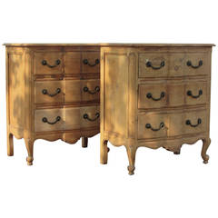 18th Century French Country Style Three-Drawer Stripped Pine Commodes