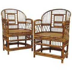 Burnt Bamboo Armchairs in the Brighton Pavillion Chinese Chippendale Style