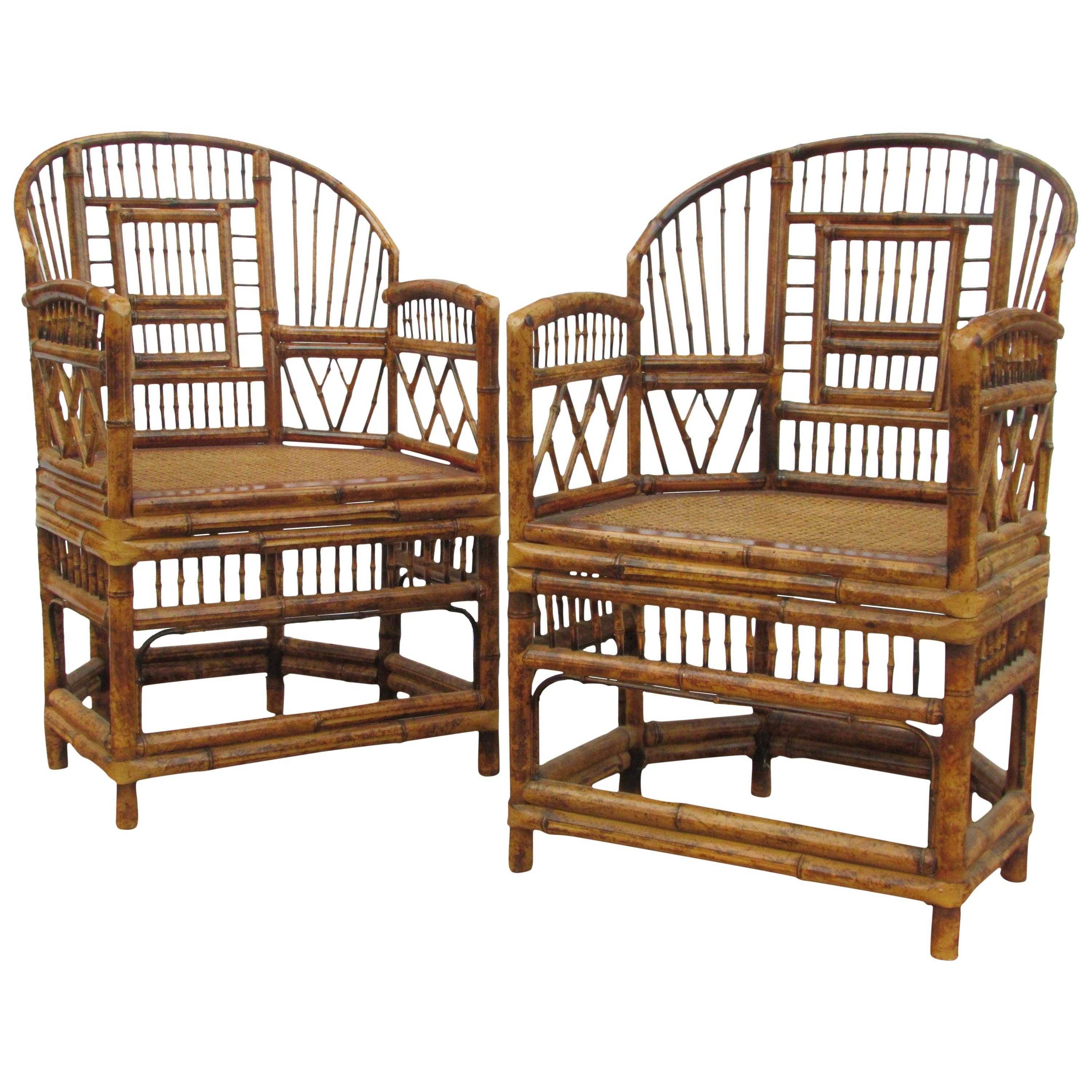 Burnt Bamboo Armchairs in the Brighton Pavillion Chinese Chippendale Style