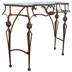 Gilt Iron Console Table In The Style Of Gilbert Poillerat