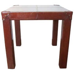 Vintage Leather & Brass Center Table By Ralph Lauren