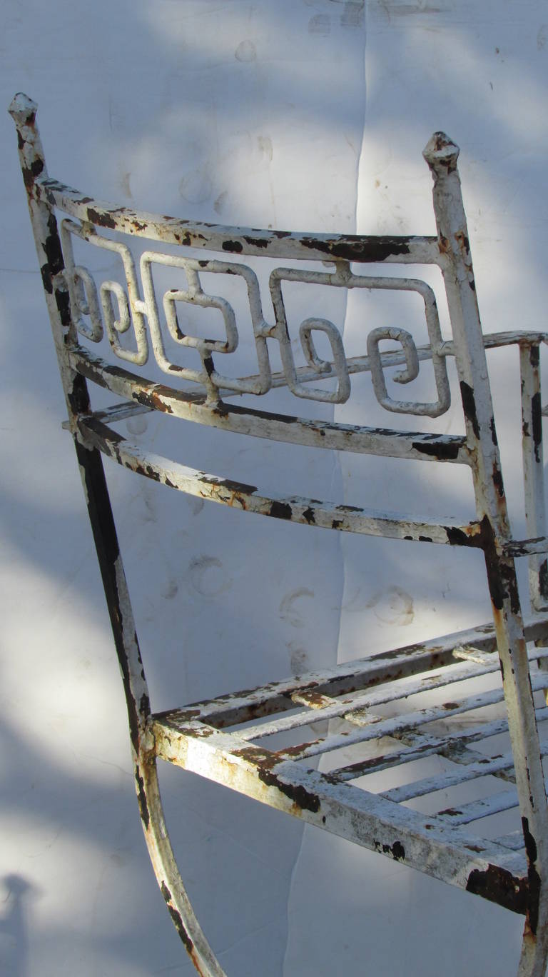 Mid-20th Century 1940s Neoclassical Wrought Iron Garden Chairs