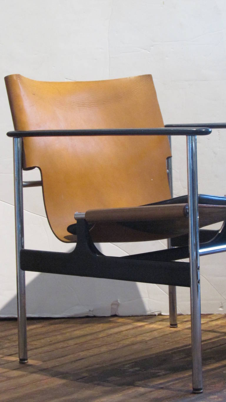 Mid-20th Century Charles Pollock Leather Sling Chairs for Knoll