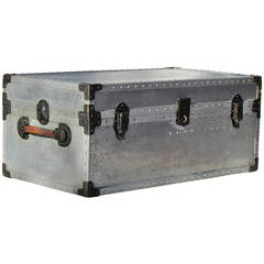 Vintage Industrial Riveted Aluminum Trunk