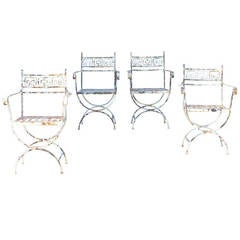 1940s Neoclassical Wrought Iron Garden Chairs