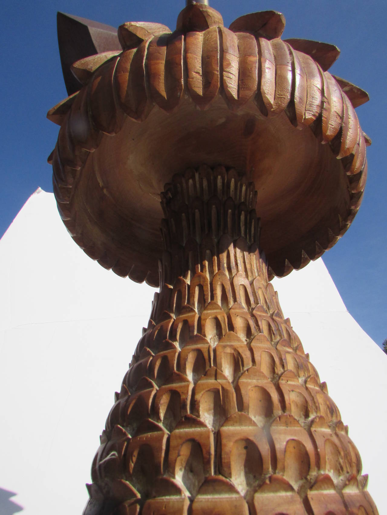 Oversize Carved Wood Pineapple Lamp by Marbro In Excellent Condition In Rochester, NY