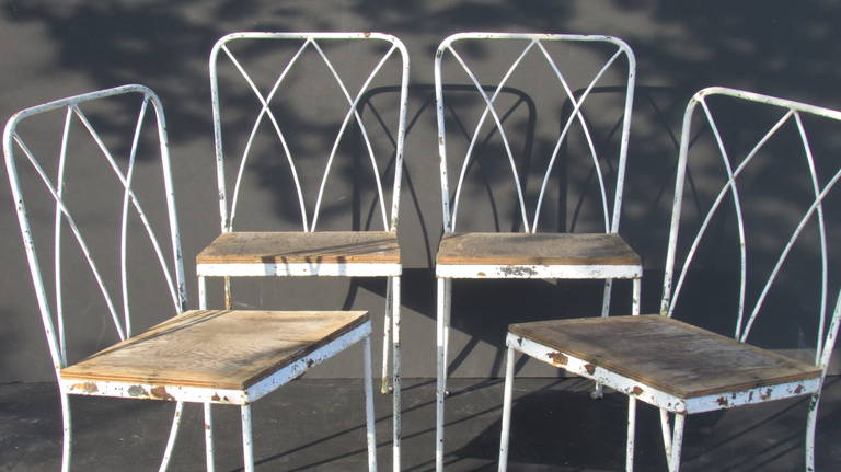  Rare 1940's Regency Wrought Iron Chairs by Salterini 4