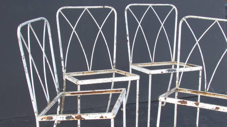 Painted  Rare 1940's Regency Wrought Iron Chairs by Salterini