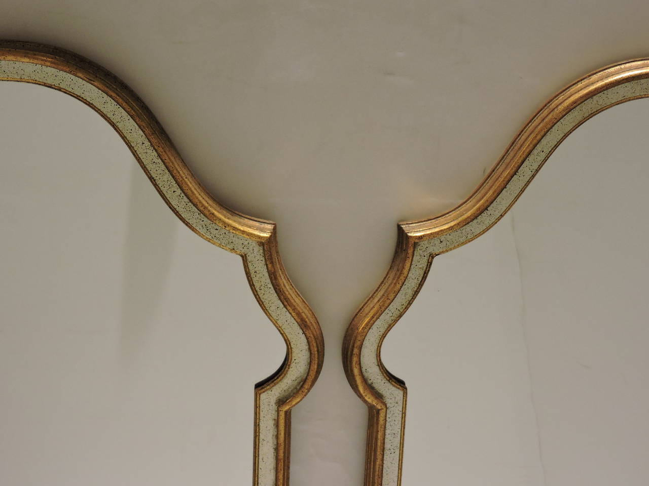 American Pair of Labarge Gilded Silver Leaf Arch Top Mirrors