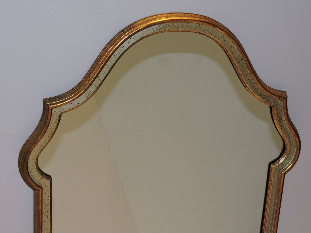 Hollywood Regency Pair of Labarge Gilded Silver Leaf Arch Top Mirrors