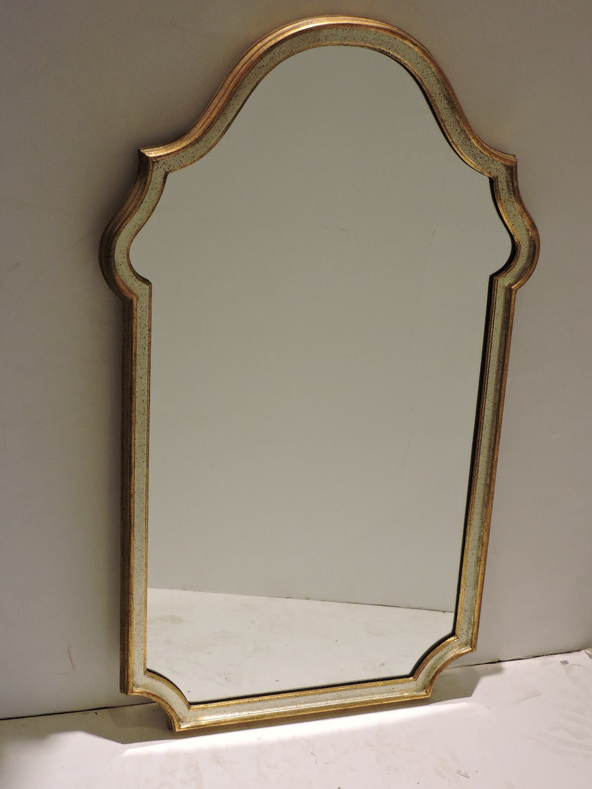 Pair of Labarge Gilded Silver Leaf Arch Top Mirrors 1
