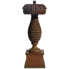 Oversize Carved Wood Pineapple Lamp by Marbro 8