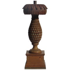 Vintage  Oversize Carved Wood Pineapple Lamp by Marbro