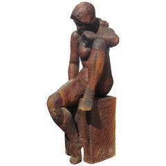 Mid 20th Century Life Size Chip Carved Nude Female Figure