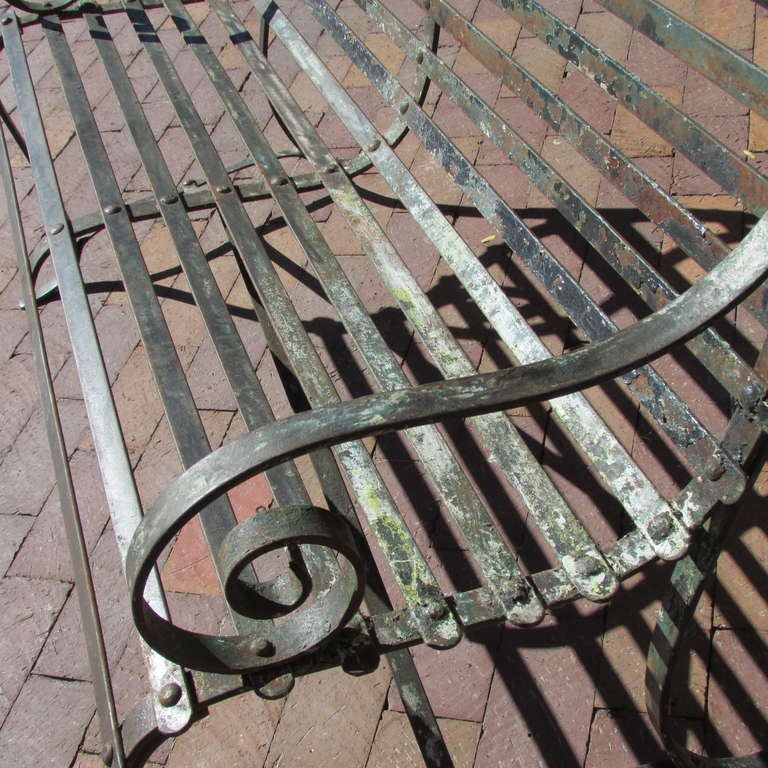 Unknown 19th Century Classical Strap Iron Garden Bench