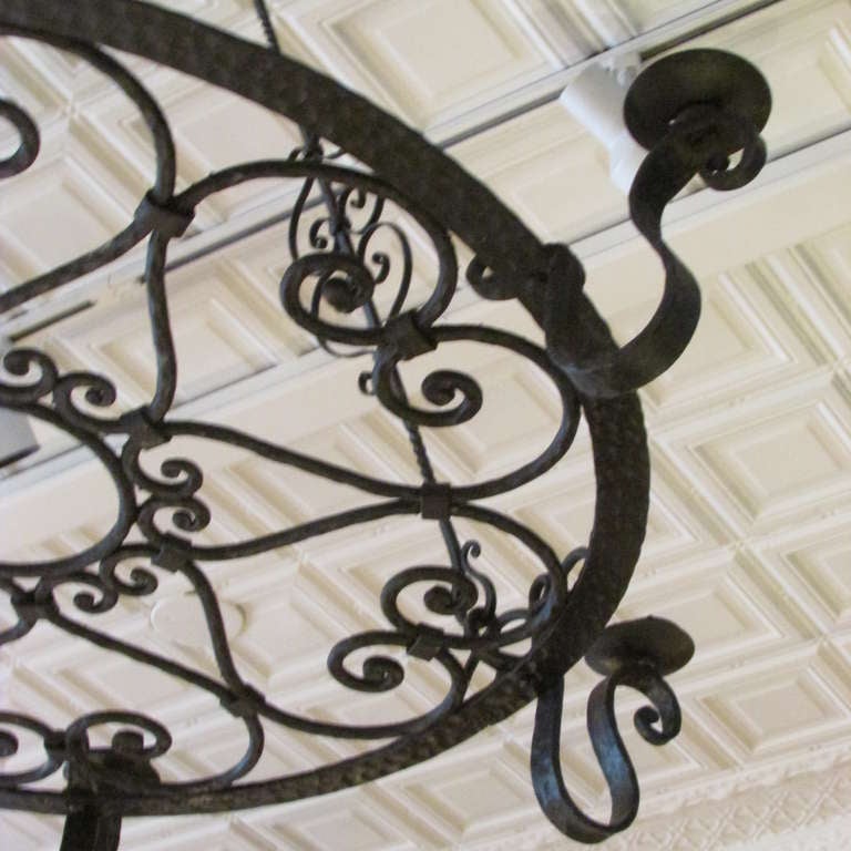 French Forged Large Iron Chandelier In Excellent Condition In Rochester, NY