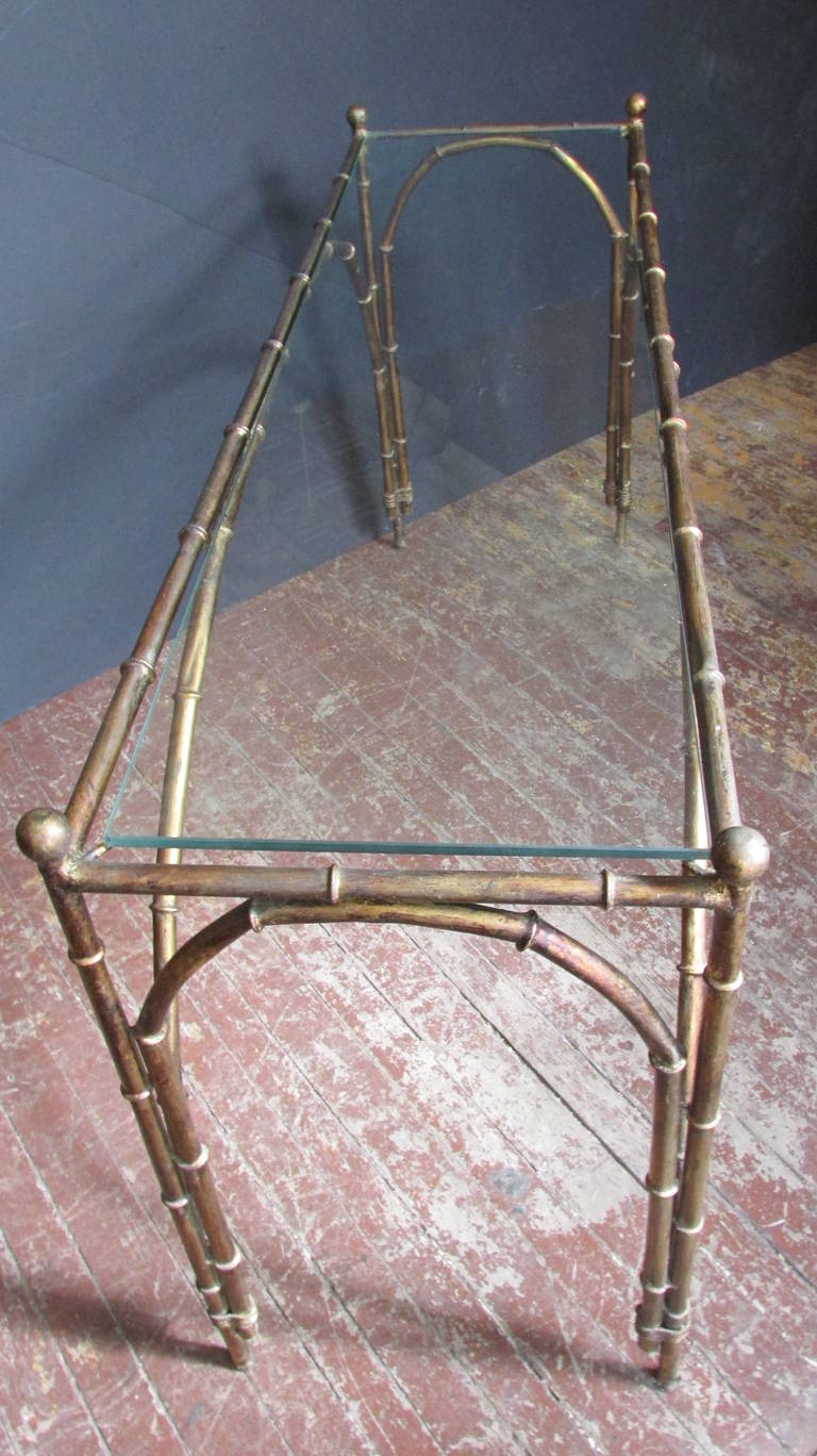 Gilt Metal Faux Bamboo Console Table 3