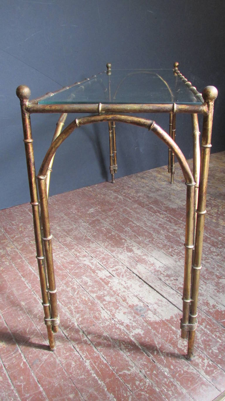 Gilt Metal Faux Bamboo Console Table 5