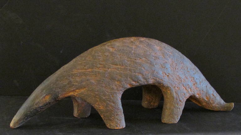 Stoneware Life-Size Ceramic Sculpture of an Anteater