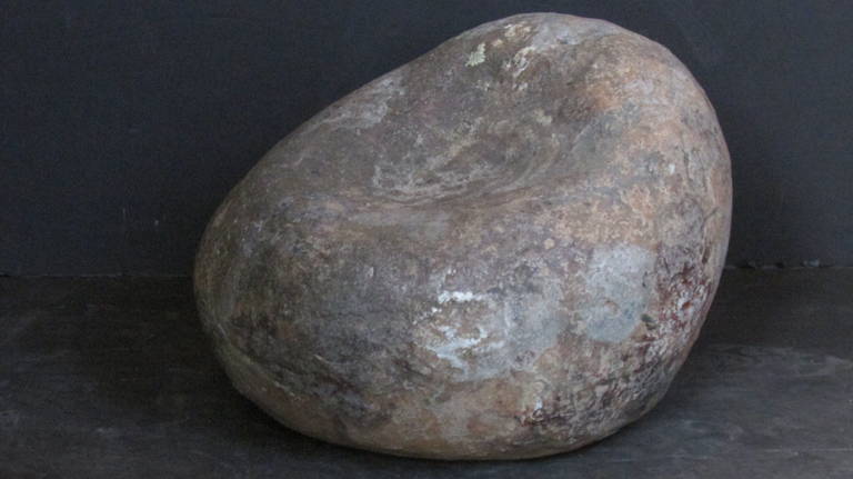 A large scale ceramic realistic faux rock boulder sculpture created in the 1970s by the very inventive Western NY ceramic artist Marguerite Antell - this is direct from her private estate collection. Look at all pictures and read condition report in