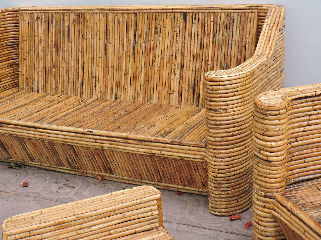  Oversize Natural Bamboo Rattan Set 4