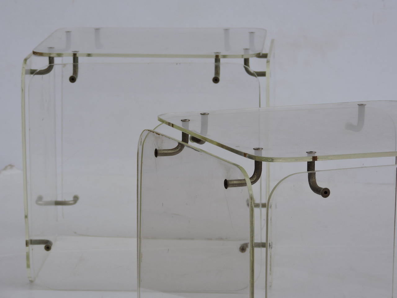 Lucite Cube Tables in the style of Gerald McCabe