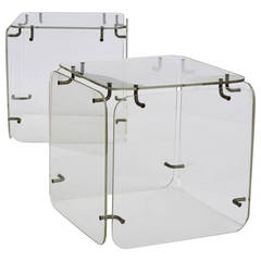   Lucite Cube Tables in the style of Gerald McCabe