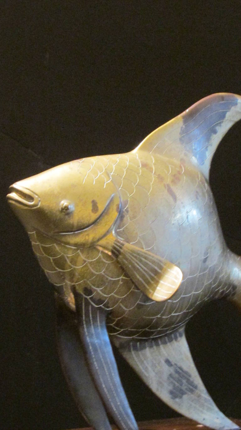 Brass Angel Fish Sculpture by Frederick Cooper 2