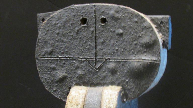 Mid-Century Modern Primitive Modernist Ceramic Sculpture of a Cat
