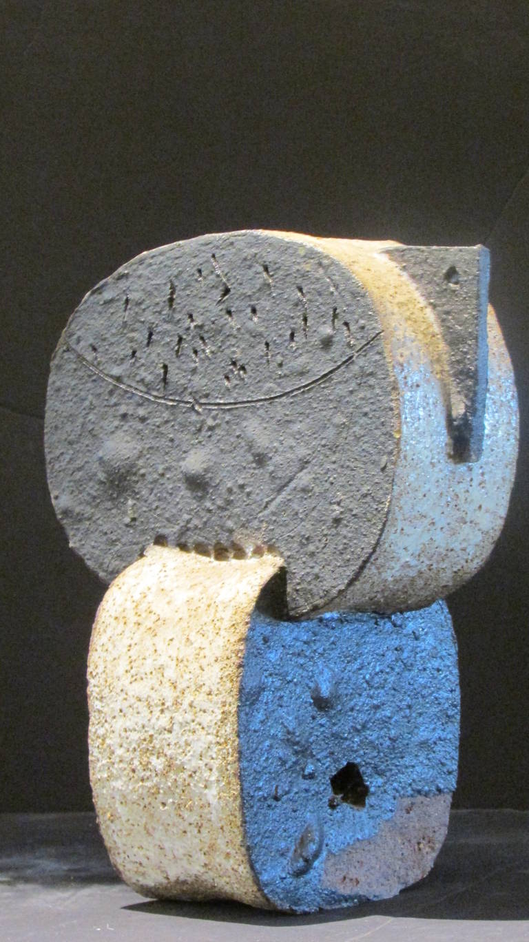Primitive Modernist Ceramic Sculpture of a Cat 2