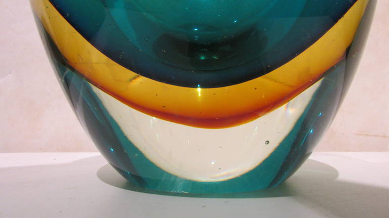 Mid-Century Modern Seguso Flavio Poli Sommerso Italian Glass Vase