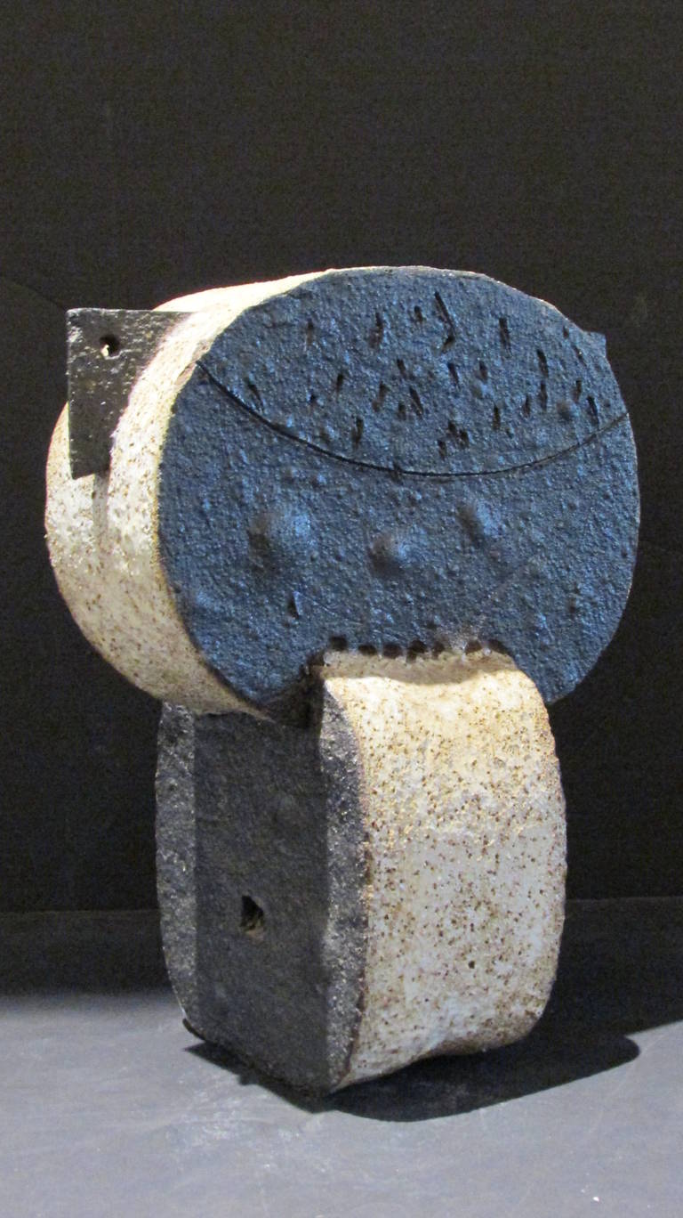 20th Century Primitive Modernist Ceramic Sculpture of a Cat