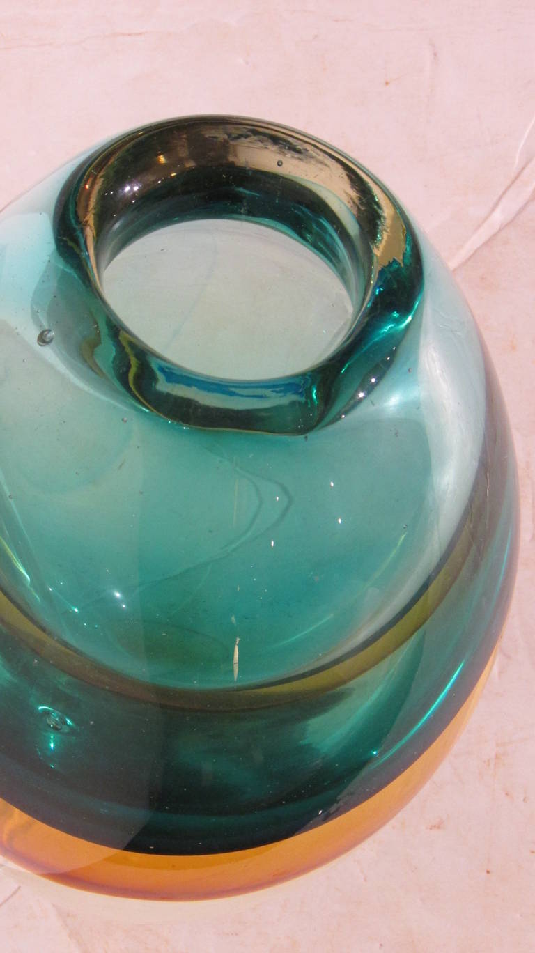 20th Century Seguso Flavio Poli Sommerso Italian Glass Vase