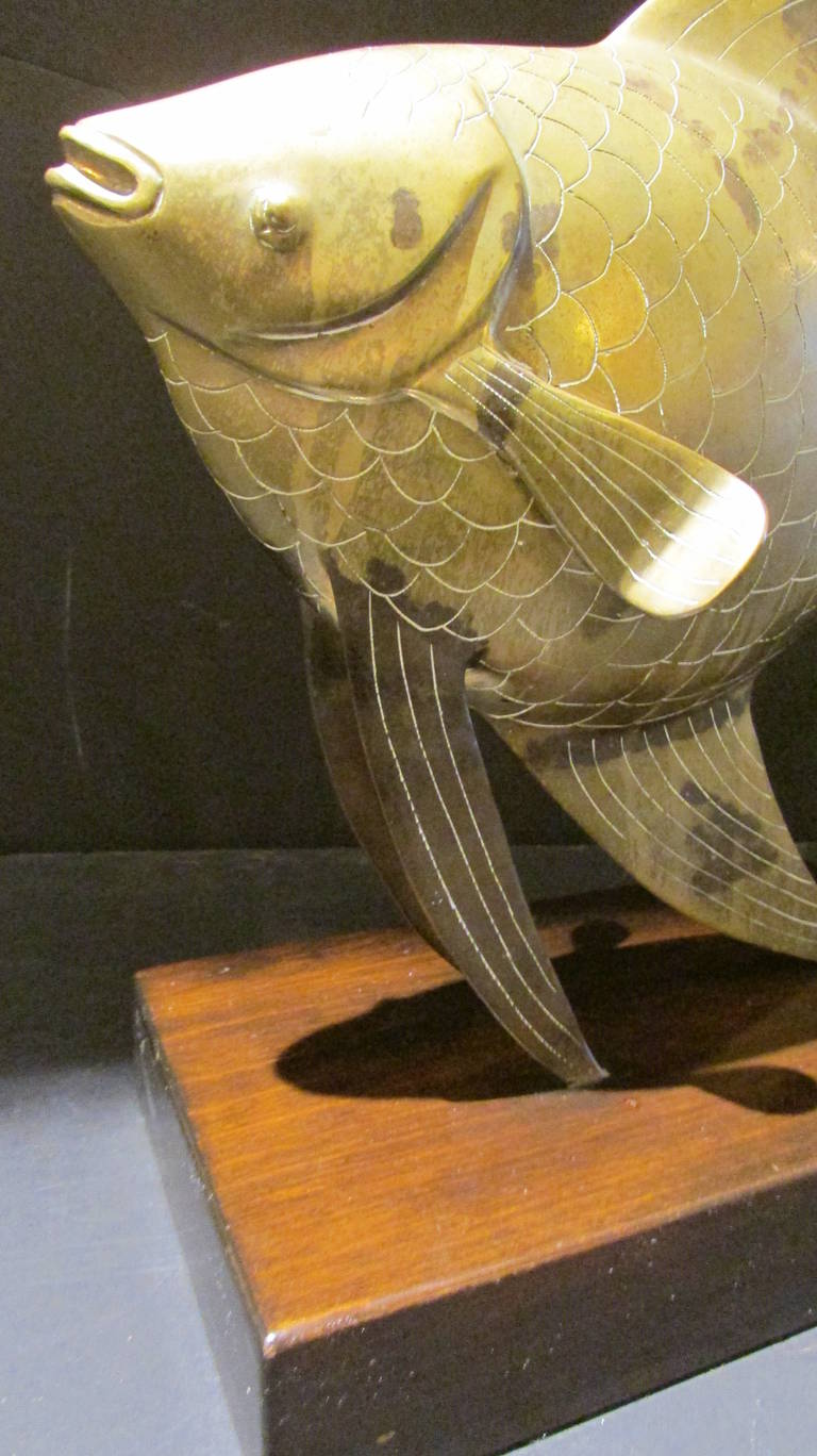 Mid-20th Century Brass Angel Fish Sculpture by Frederick Cooper