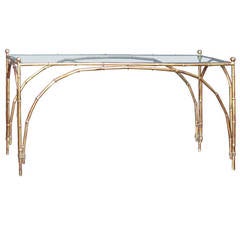 Gilt Metal Faux Bamboo Console Table