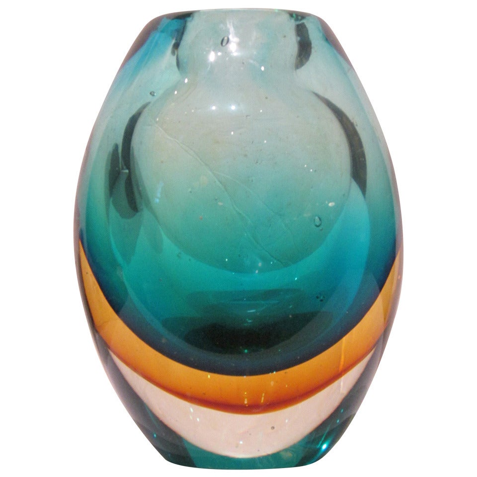 Seguso Flavio Poli Sommerso Italian Glass Vase