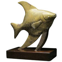 Vintage Brass Angel Fish Sculpture by Frederick Cooper