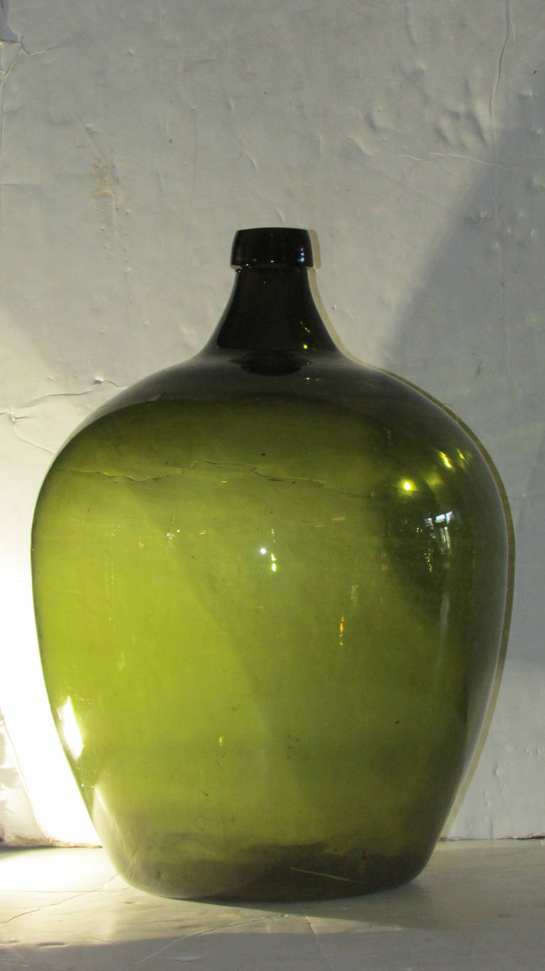 19th Century Large Emerald Green Demijohn